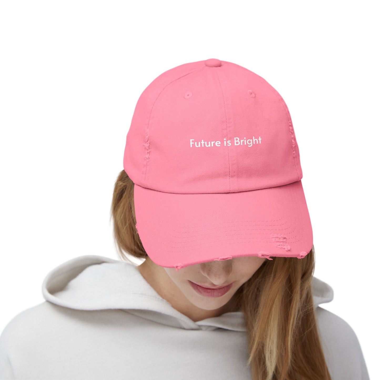 Future is Bright Unisex Distressed Cap | Trendy Adult Hat | Cool Positive Message Cap in Multiple Colors | Stylish Adjustable Hat