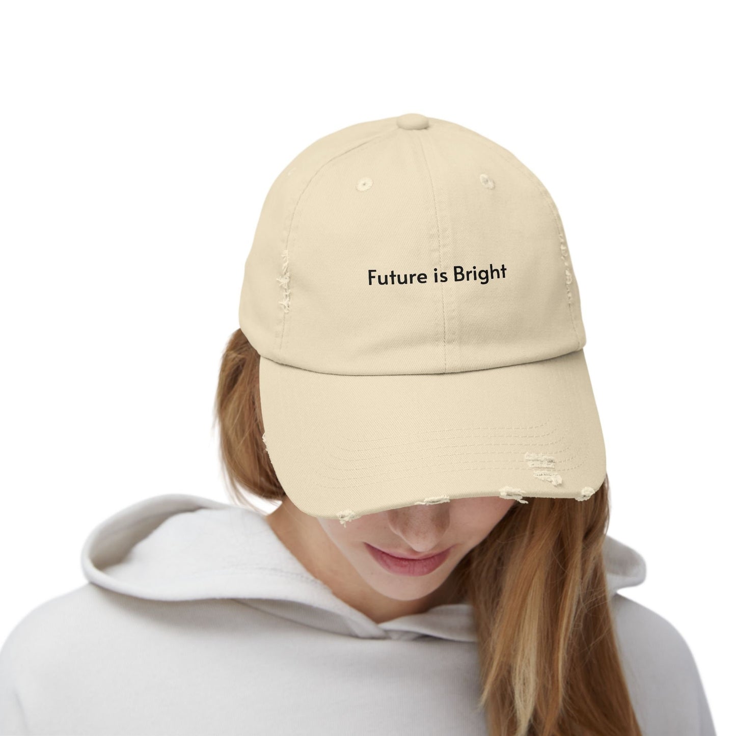 Future is Bright Unisex Distressed Cap | Trendy Adult Hat | Cool Positive Message Cap in Multiple Colors | Stylish Adjustable Hat