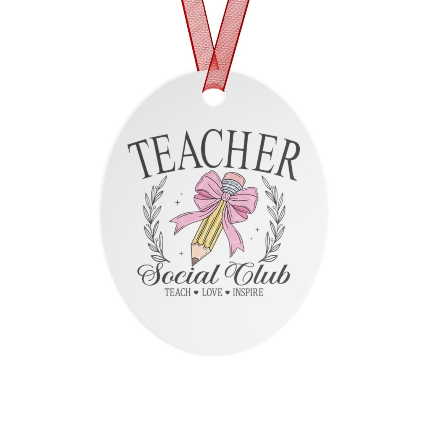 Teacher Social Club Metal Ornament | 2 Shapes Available | Christmas Tree Decoration | Gift for Teacher | Christmas Ornament | Xmas Gift Idea