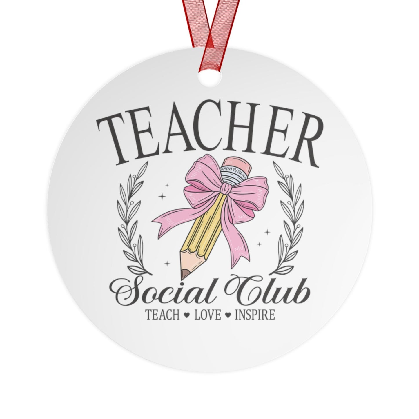 Teacher Social Club Metal Ornament | 2 Shapes Available | Christmas Tree Decoration | Gift for Teacher | Christmas Ornament | Xmas Gift Idea