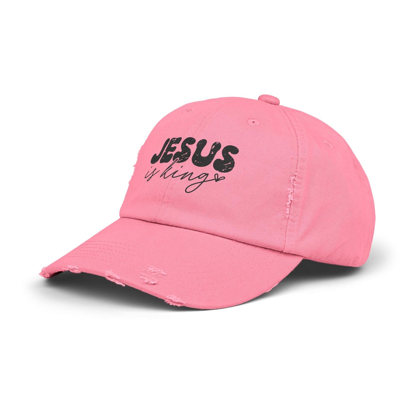 Jesus is King Unisex Distressed Cap | Christian Cap | God Faith Cap | Religious Gift | Faith-Based Cap | Inspirational Hat | Religious Hat