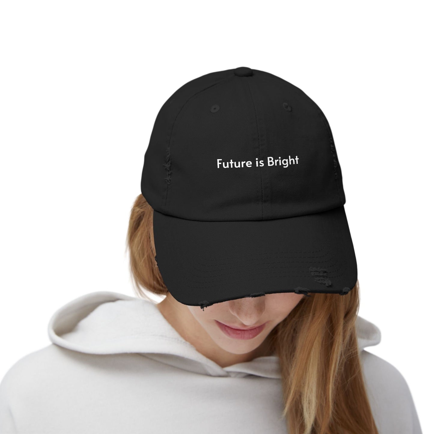 Future is Bright Unisex Distressed Cap | Trendy Adult Hat | Cool Positive Message Cap in Multiple Colors | Stylish Adjustable Hat