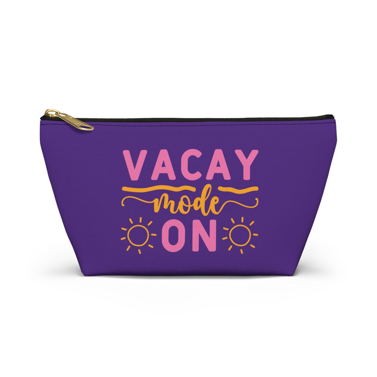 Vacation Mode Makeup Bag with T-Bottom | Toiletry Bag | Accessory Organizer | Gift for Her | Cosmetic Travel Bag | Stylish Cosmetic Bag