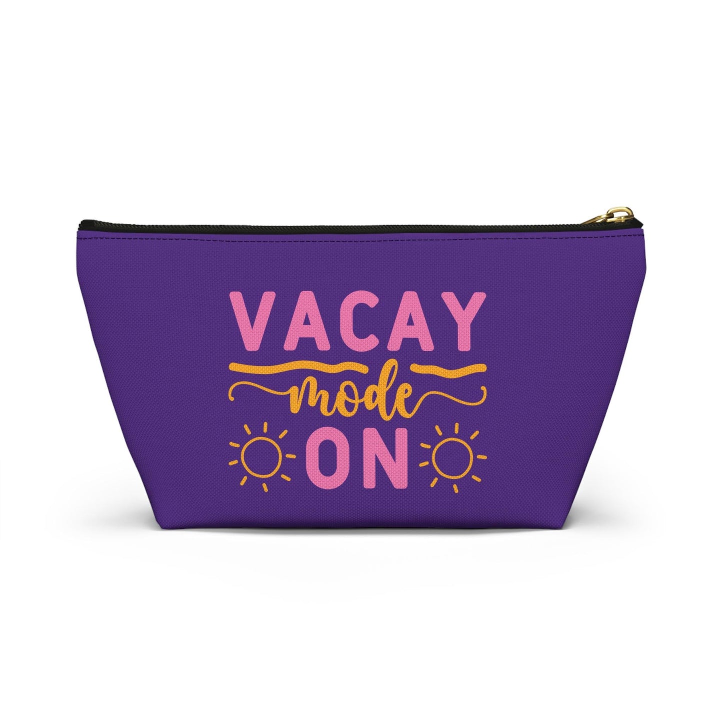 Vacation Mode Makeup Bag with T-Bottom | Toiletry Bag | Accessory Organizer | Gift for Her | Cosmetic Travel Bag | Stylish Cosmetic Bag