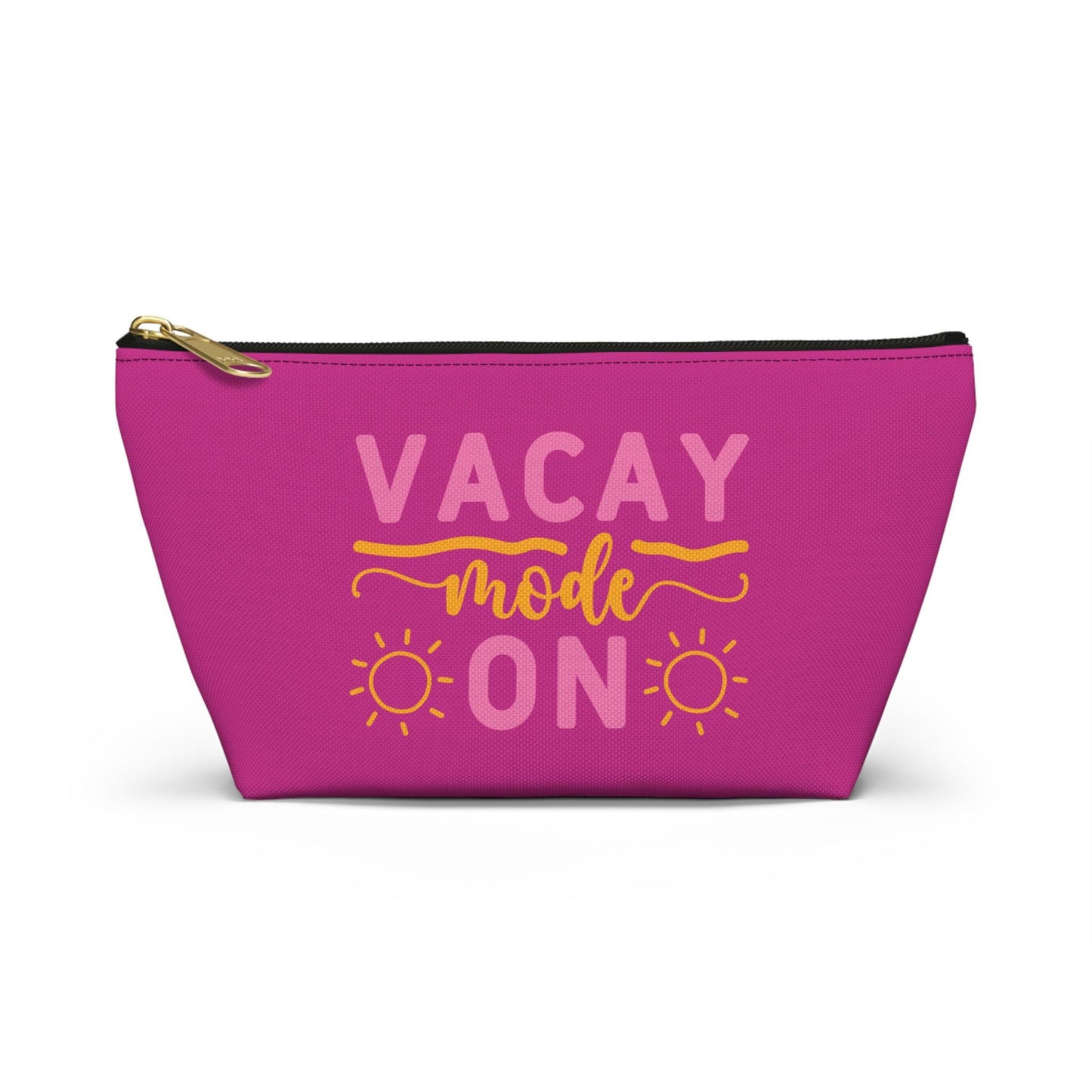 Vacation Mode Makeup Bag with T-Bottom | Cosmetic Pouch | Accessory Organizer | Gift for Her | Cosmetic Travel Bag | Stylish Cosmetic Bag