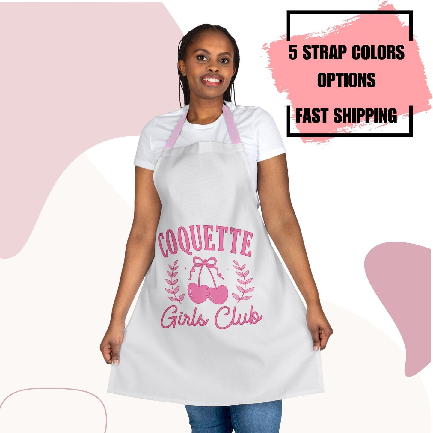 Coquette Girls Club Apron, 5-Color Straps | Kitchen Essential | Cooking Gift  | Kitchen Apron | Kitchen Gift | Gift for Her | Coquette Gift