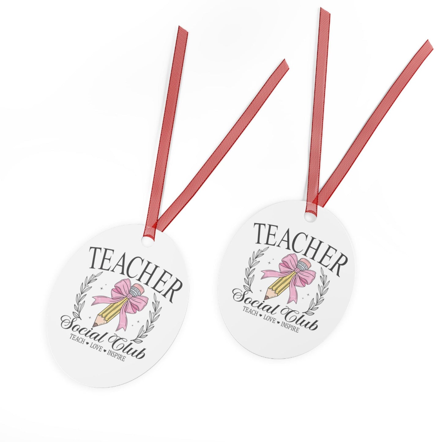 Teacher Social Club Metal Ornament | 2 Shapes Available | Christmas Tree Decoration | Gift for Teacher | Christmas Ornament | Xmas Gift Idea