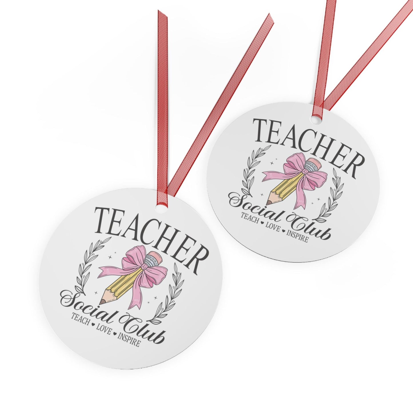 Teacher Social Club Metal Ornament | 2 Shapes Available | Christmas Tree Decoration | Gift for Teacher | Christmas Ornament | Xmas Gift Idea