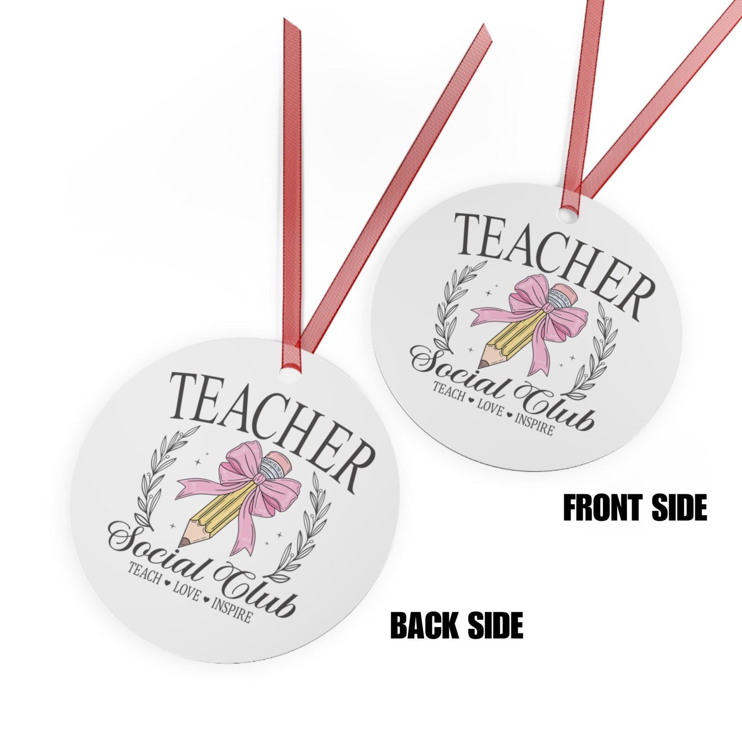 Teacher Social Club Metal Ornament | 2 Shapes Available | Christmas Tree Decoration | Gift for Teacher | Christmas Ornament | Xmas Gift Idea