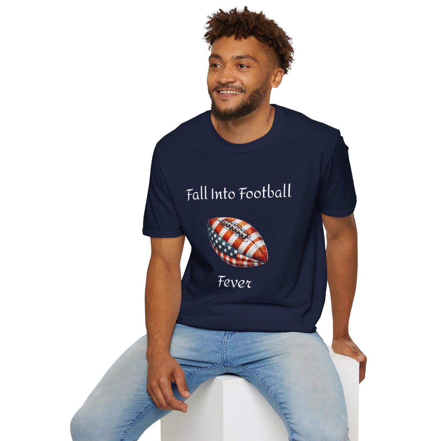 Fall Into Football Fever Unisex Softstyle T-Shirt - Perfect Game Day Tee for Football Fans | Football Season Shirt | 3 Different Colors