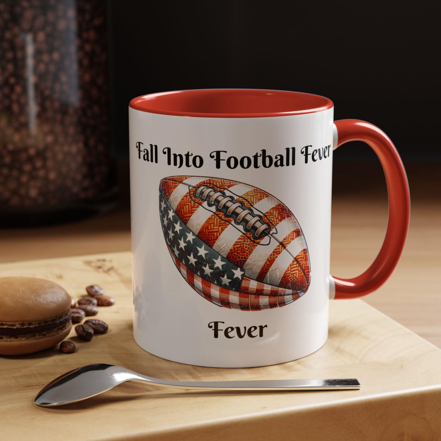 Fall Into Football Fever Ceramic Coffee Mug - Available in Multiple Colors (11oz, 15oz) | Football Mug | Sports Fan Mug | Game Day Mug