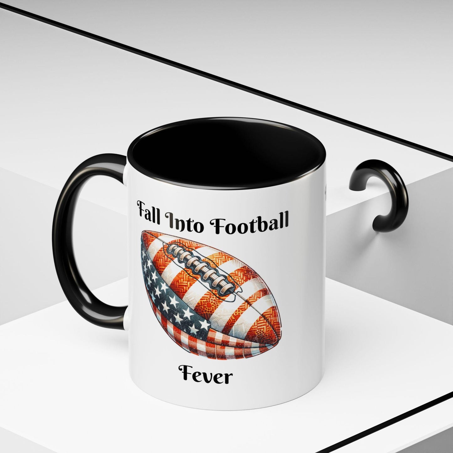 Fall Into Football Fever Ceramic Coffee Mug - Available in Multiple Colors (11oz, 15oz) | Football Mug | Sports Fan Mug | Game Day Mug