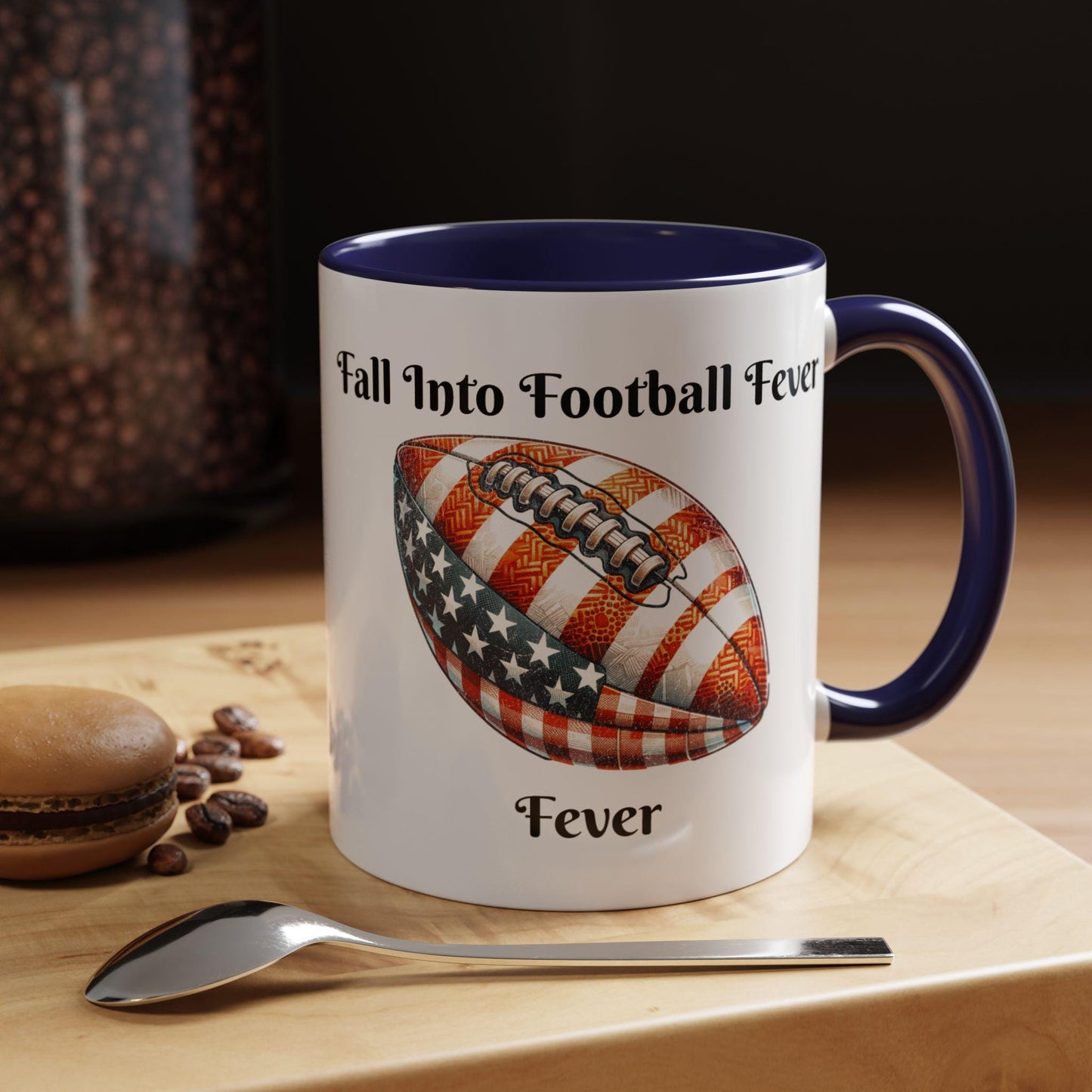 Fall Into Football Fever Ceramic Coffee Mug - Available in Multiple Colors (11oz, 15oz) | Football Mug | Sports Fan Mug | Game Day Mug