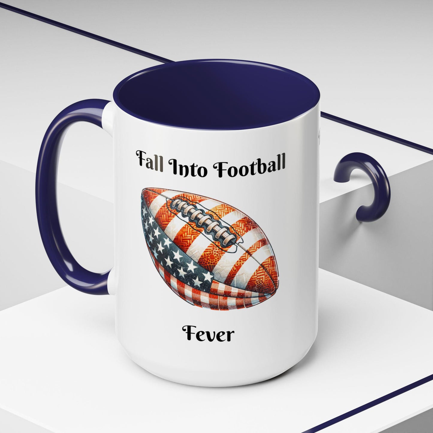 Fall Into Football Fever Ceramic Coffee Mug - Available in Multiple Colors (11oz, 15oz) | Football Mug | Sports Fan Mug | Game Day Mug