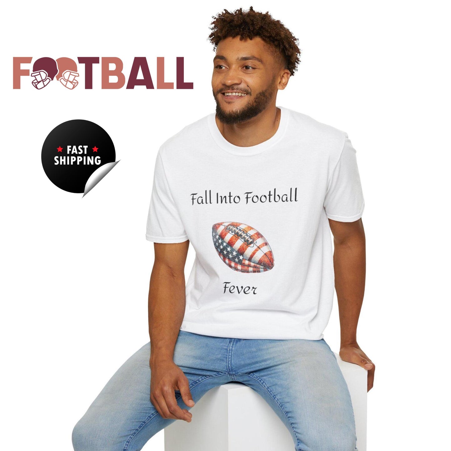 Fall Into Football Fever Unisex Softstyle T-Shirt - Perfect Game Day Tee for Football Fans | Football Season Shirt | 3 Different Colors