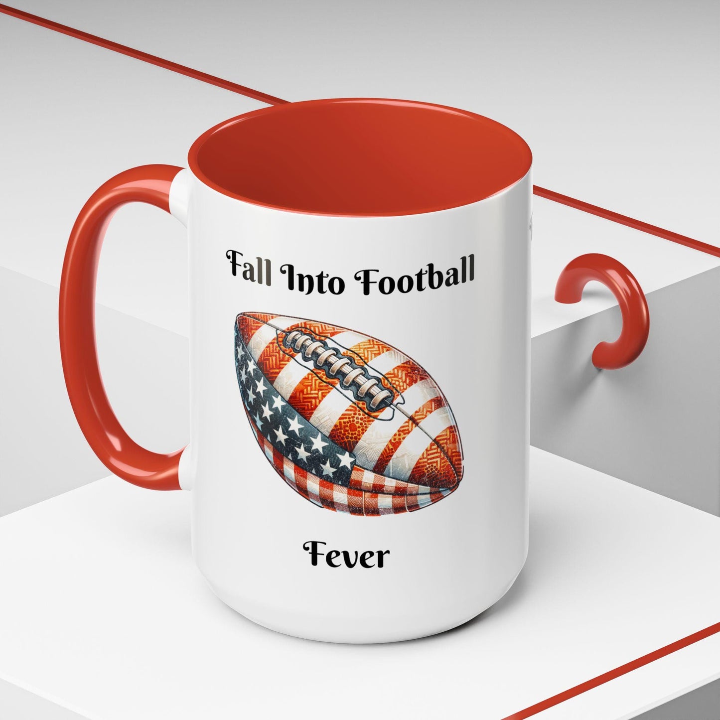 Fall Into Football Fever Ceramic Coffee Mug - Available in Multiple Colors (11oz, 15oz) | Football Mug | Sports Fan Mug | Game Day Mug