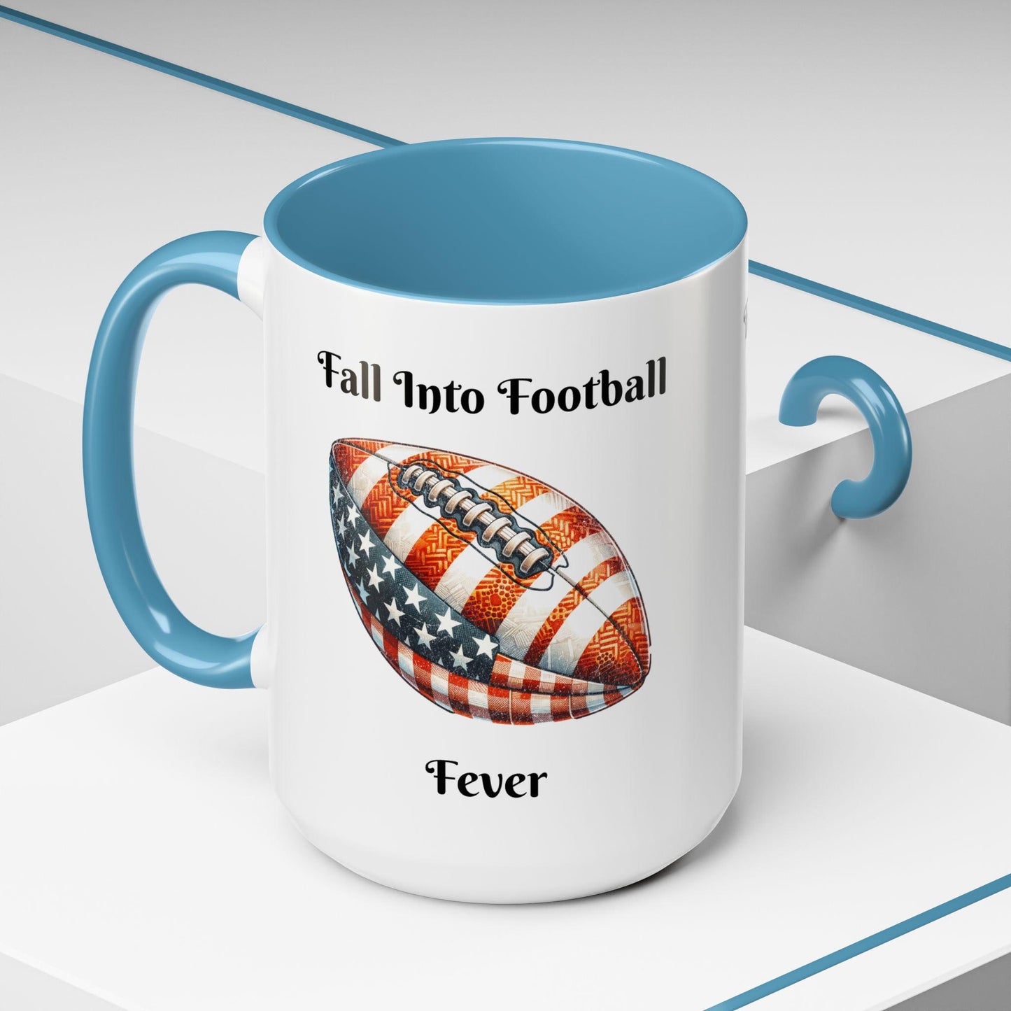 Fall Into Football Fever Ceramic Coffee Mug - Available in Multiple Colors (11oz, 15oz) | Football Mug | Sports Fan Mug | Game Day Mug